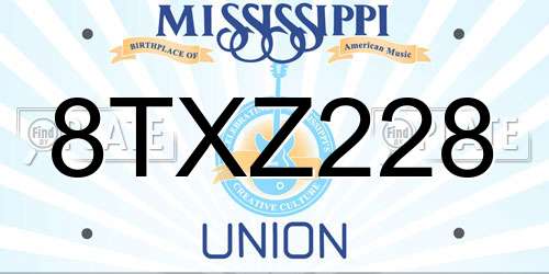 8TXZ228 Mississippi License Plate