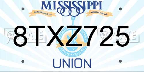 8TXZ725 Mississippi License Plate