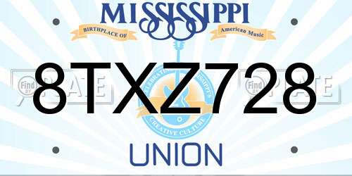 8TXZ728 Mississippi License Plate