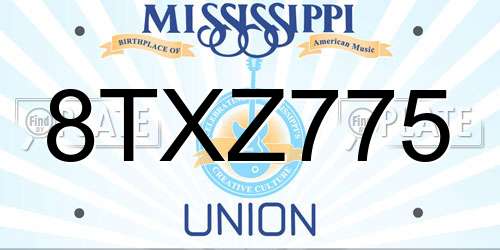 8TXZ775 Mississippi License Plate