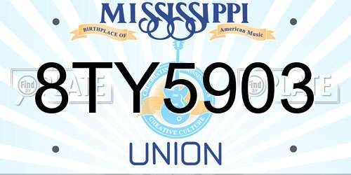 8TY5903 Mississippi License Plate