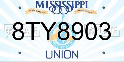 8TY8903 Mississippi License Plate
