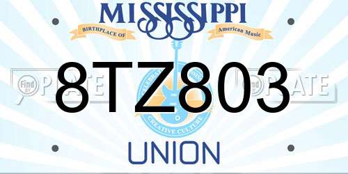 8TZ803 Mississippi License Plate