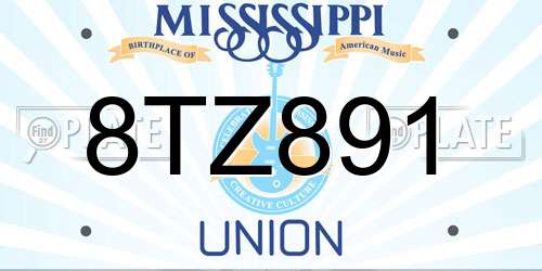 8TZ891 Mississippi License Plate