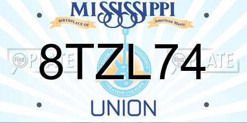 8TZL74 Mississippi License Plate
