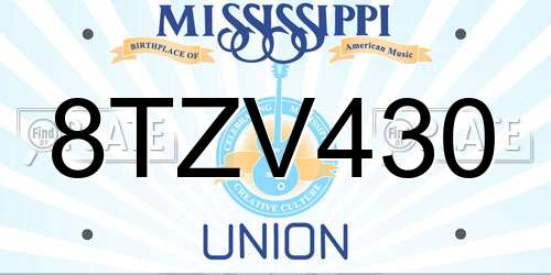 8TZV430 Mississippi License Plate