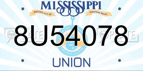 8U54078 Mississippi License Plate