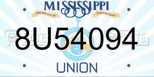 8U54094 Mississippi License Plate