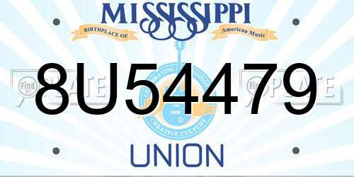 8U54479 Mississippi License Plate