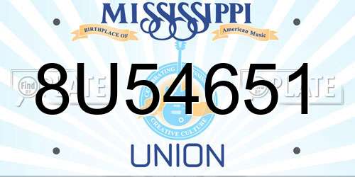 8U54651 Mississippi License Plate