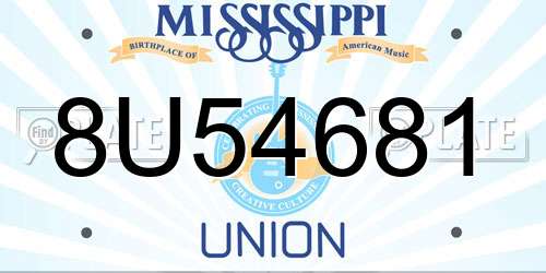 8U54681 Mississippi License Plate