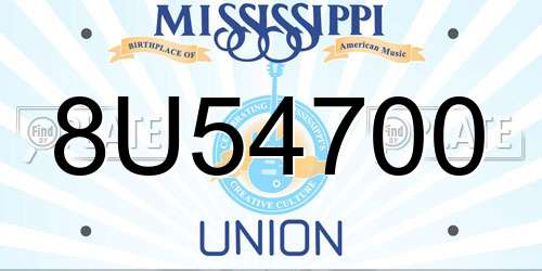 8U54700 Mississippi License Plate