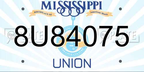 8U84075 Mississippi License Plate