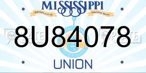 8U84078 Mississippi License Plate