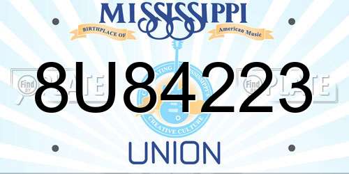 8U84223 Mississippi License Plate