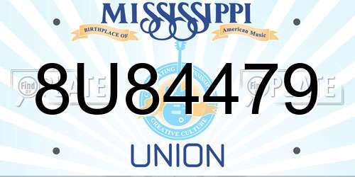 8U84479 Mississippi License Plate
