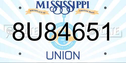 8U84651 Mississippi License Plate