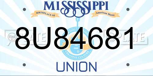 8U84681 Mississippi License Plate