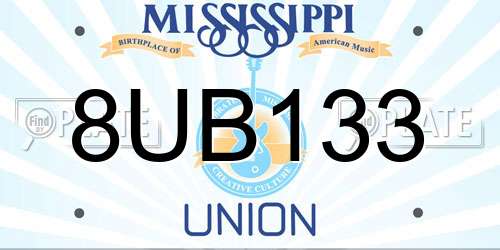 8UB133 Mississippi License Plate