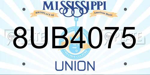 8UB4075 Mississippi License Plate
