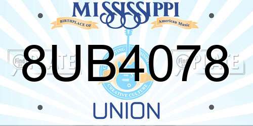 8UB4078 Mississippi License Plate