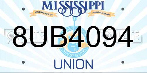 8UB4094 Mississippi License Plate