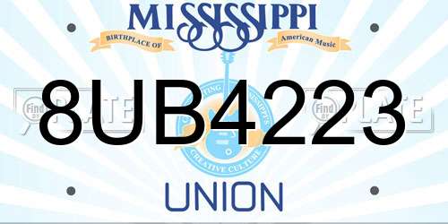 8UB4223 Mississippi License Plate