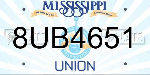 8UB4651 Mississippi License Plate