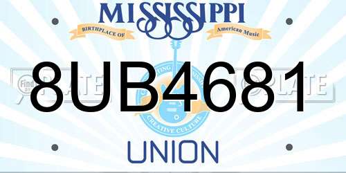 8UB4681 Mississippi License Plate