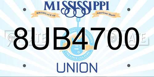 8UB4700 Mississippi License Plate