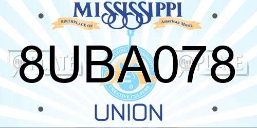 8UBA078 Mississippi License Plate