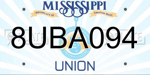8UBA094 Mississippi License Plate