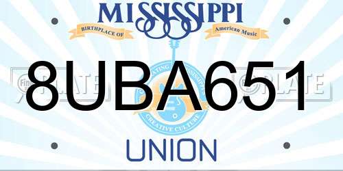 8UBA651 Mississippi License Plate