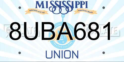 8UBA681 Mississippi License Plate