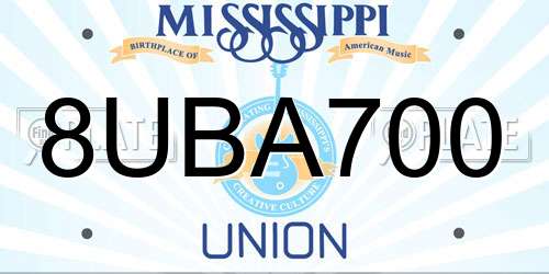 8UBA700 Mississippi License Plate