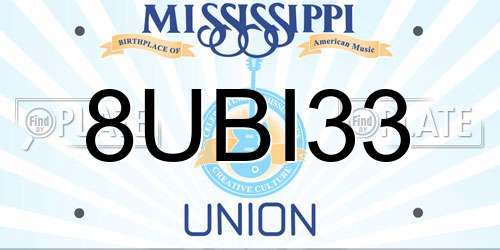8UBI33 Mississippi License Plate