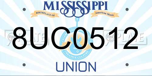 8UC0512 Mississippi License Plate