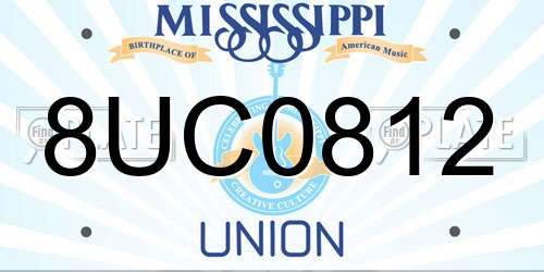 8UC0812 Mississippi License Plate