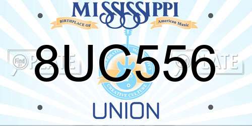 8UC556 Mississippi License Plate