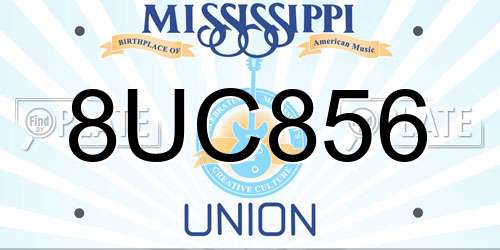 8UC856 Mississippi License Plate