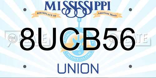 8UCB56 Mississippi License Plate