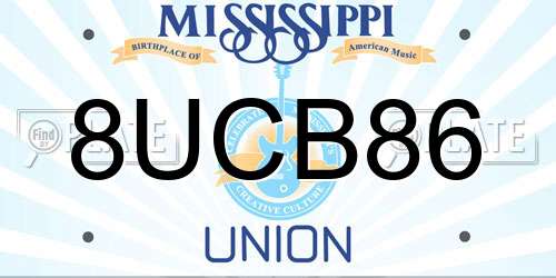 8UCB86 Mississippi License Plate