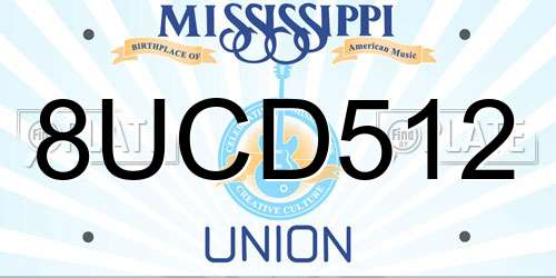 8UCD512 Mississippi License Plate