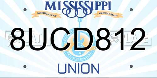 8UCD812 Mississippi License Plate