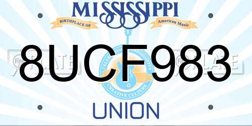 8UCF983 Mississippi License Plate