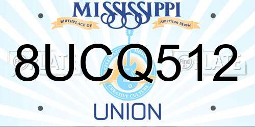 8UCQ512 Mississippi License Plate