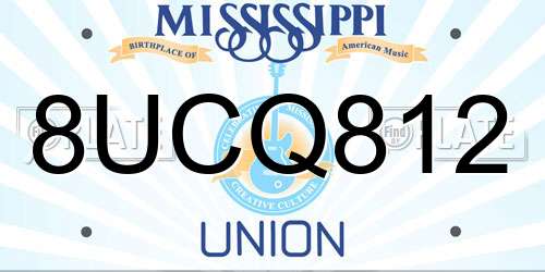 8UCQ812 Mississippi License Plate
