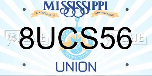 8UCS56 Mississippi License Plate