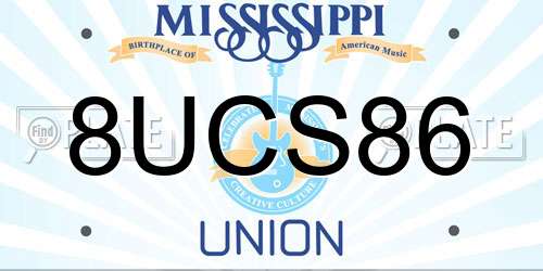 8UCS86 Mississippi License Plate