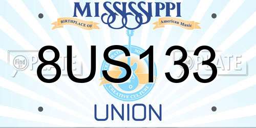 8US133 Mississippi License Plate